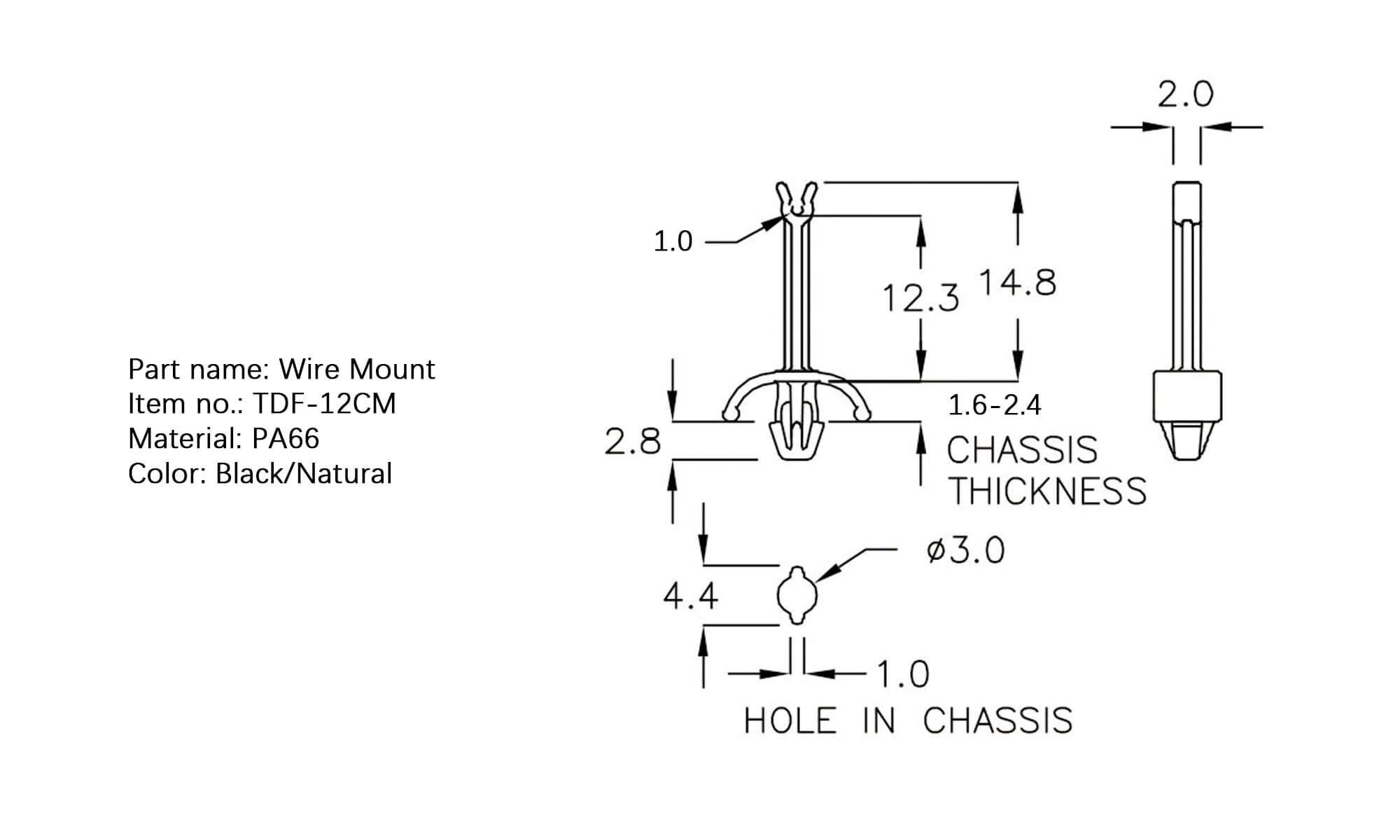 Plastic Wire Mount TDF-12CM